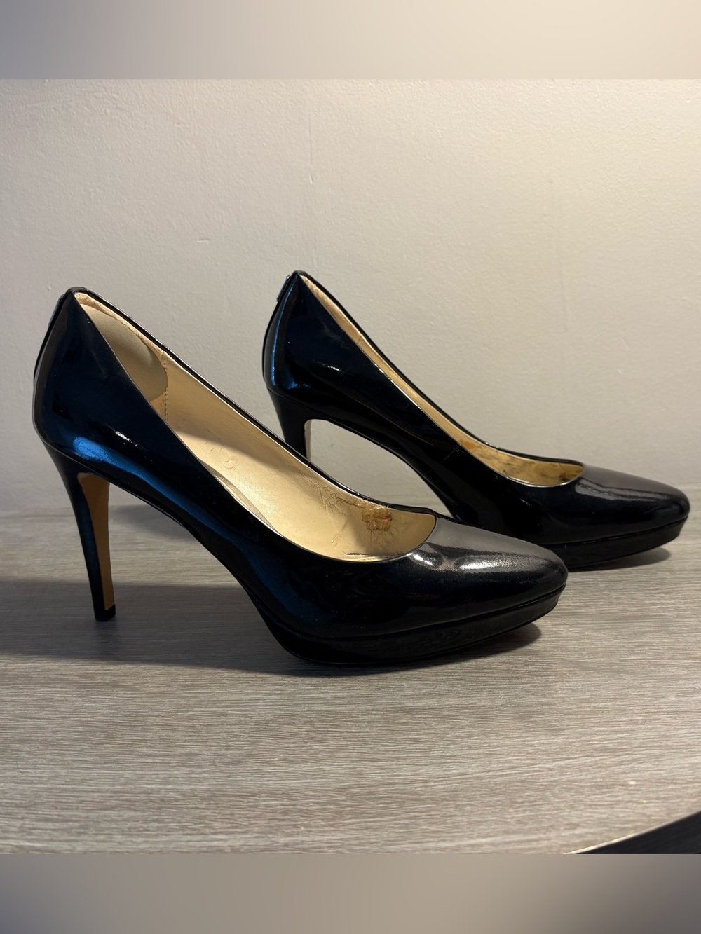 Coach Black Patent Leather Platform Heels, size 8